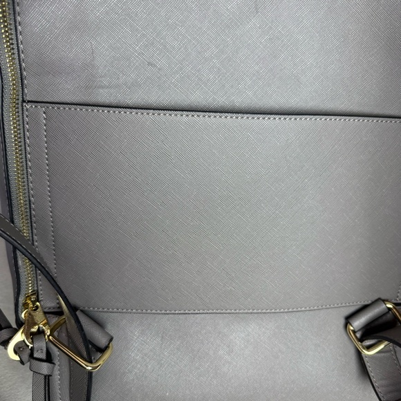 Calpak Womens Kaya Dark Gray Taupe Faux Leather Adjustable Strap Laptop Backpack - Picture 8 of 15